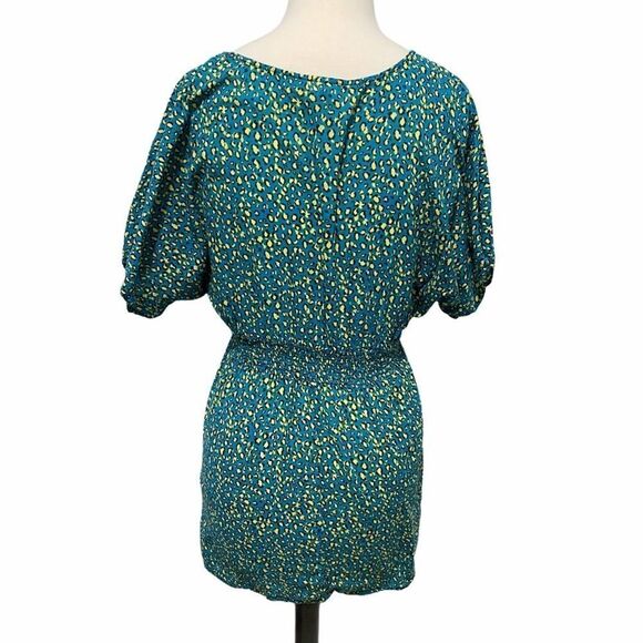 Xhilaration V-Neck Cheetah Leopard Animal Print‎ Swim Cover Up Blue Green Large - Picture 8 of 9